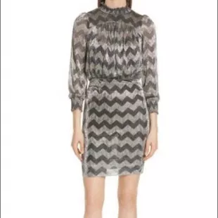 NWT BA&SH Gold metallic dress with zig zag pattern