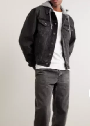 Logo-Print Cotton Jersey-Trimmed Denim Jacket