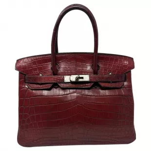 Hermes Birkin 30 Nilo Crocodile Bordeaux Palladium Hardware
