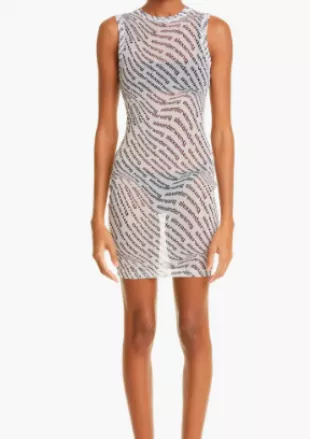 Sheer Logo Print Dress