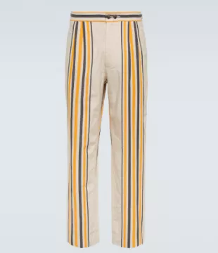 Striped Mid Rise Straight Pants