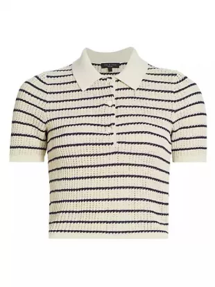 Viola Stripe Crop Polo Shirt