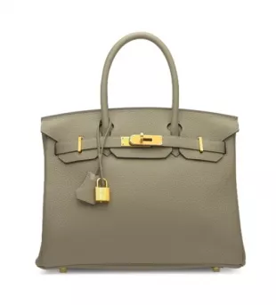 Birkin Bag Sauge Clemence with Gold Hardware