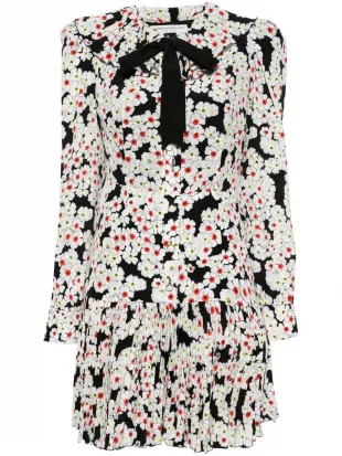 Daisy-Printed Pleated Dress