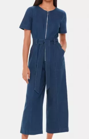 Short Sleeve Denim Jumpsuit