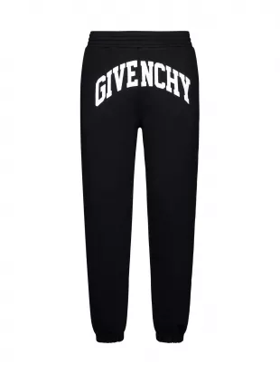 Black Curved College Logo Sweatpants