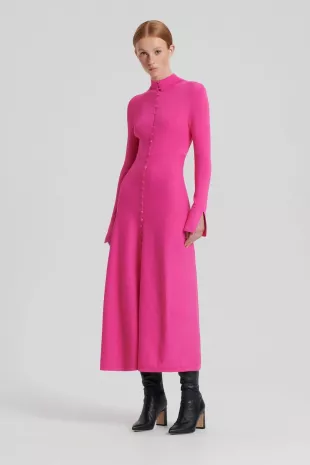 scanlan theodore crepe knit dress pink Scanlan Theodore - Crepe Knit C/Shld Milano Dress Pink