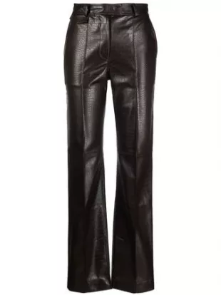 Crocodile-Embossed Leather Wide Pants