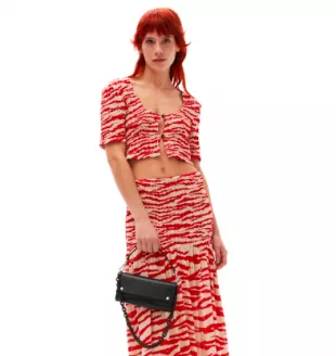 Printed Georgette Cropped Smock Blouse