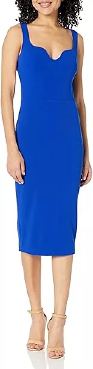 Sloane Rounded V Neck Bodycon Midi Dress