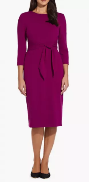 Tie Waist Crepe Sheath Dress in Wildberry