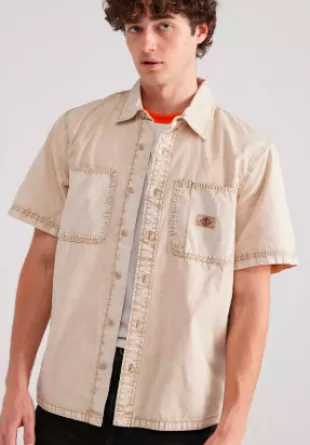 Newington Washed Short Sleeve Shirt In Off White