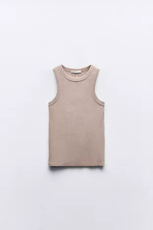 Washed Effect Ribbed T-Shirt