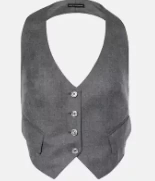Virgin Wool Twill Halter Vest