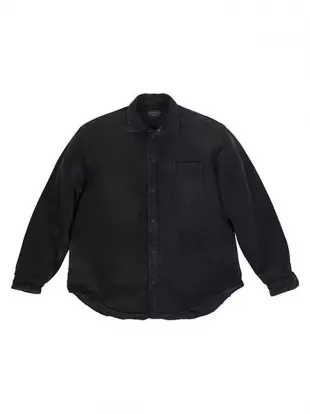 Black Denim Oversized Padded Shirt