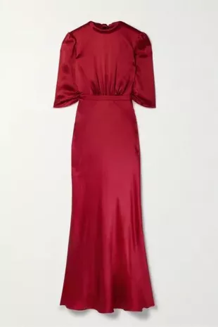 Adele hammered silk-satin maxi dress
