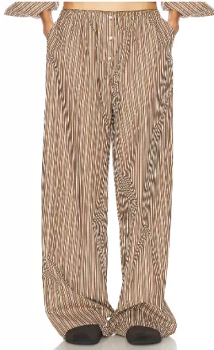 Pinstripe Poplin House Pants in Brown & Cream Stripe