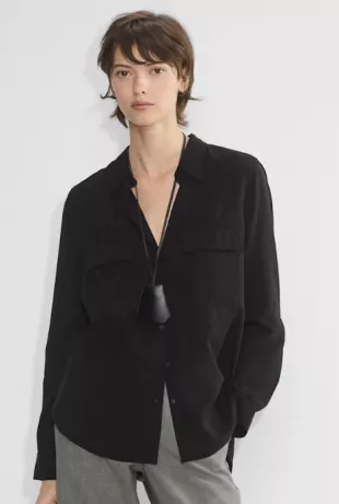 Babaton Utility Shirt Drapey Twill Button-Up Shirt