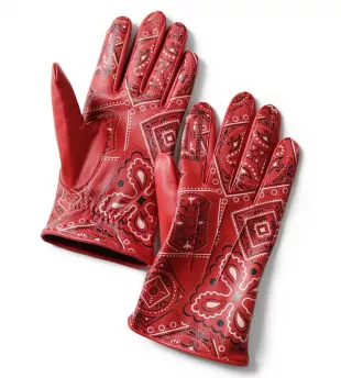 Red Bandana Leather Gloves