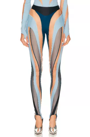 Spiral Illusion Legging In Black & Light Blue