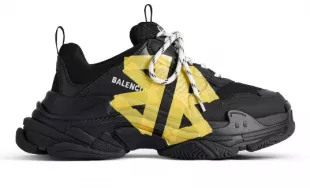 Men's Triple S Tape Type Sneaker  in Black/yellow