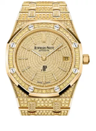 Royal "Jumbo" Extra-Thin 39mm Yellow Gold Sapphires 16202BA.HH.1241BA.01 - Brand new