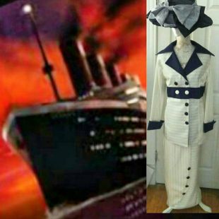 Titanic Rose Dewitt Bukater Stripe Boarding Suit Costume -  UK
