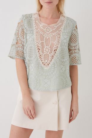 Top en mélange de dentelles