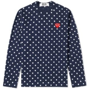 Comme des Garcons Play Long Sleeve Polka Dot Tee