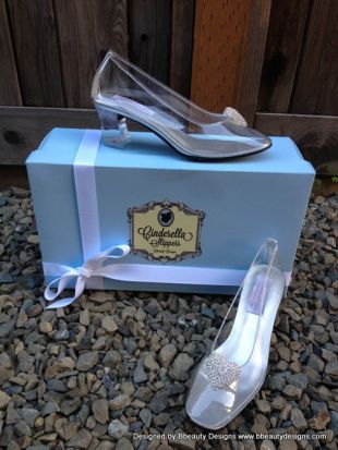 Cinderella Heart Glass Slipper Style Adult Costume Pair Pumps Heels Shoes Custom Made
