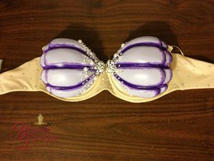 Ariel Resin Shells Painted with Crystals and Pearls on a Bra Couture Made (Design C)