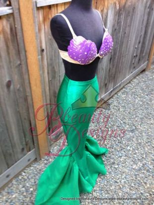 Ariel Budget Little Mermaid Costume Tail and Shells Custom Made