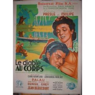 Affiche originale Le Diable au Corps  Film 1947 de Claude Autant Lara avec Micheline Presle, Gérard Philipe