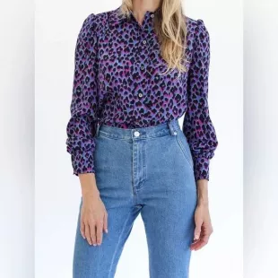 Elise Animal Print Silk Shirt
