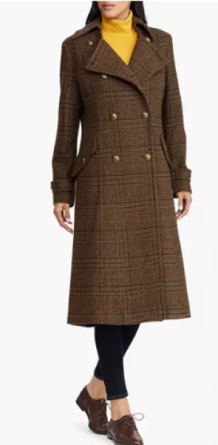 Manteau Femme à Carreaux Avec Capuche - Laine Mélangée - Taille M - Occasion Très Bon état (sans Fumée/animaux)