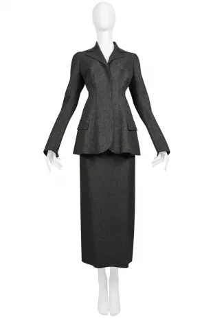 Grey Wool Felt Jacket & Skirt Suit