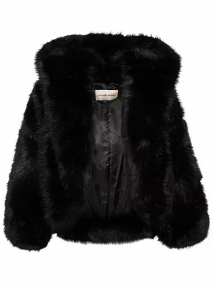 Faux Fur Hooded Short Jacket