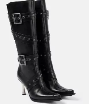 Belt Leather High Knee Boots