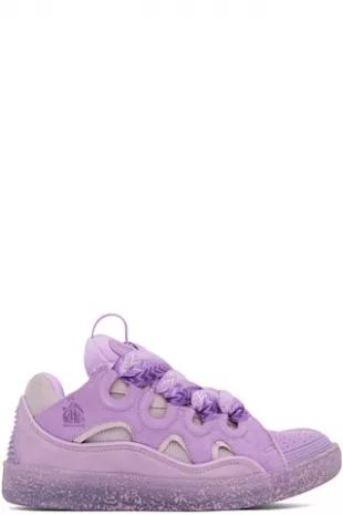 Purple Leather Curb Sneakers