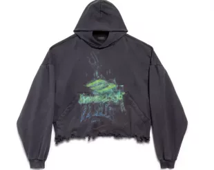 Diy Imprint Cropped Hoodie in Black Faded