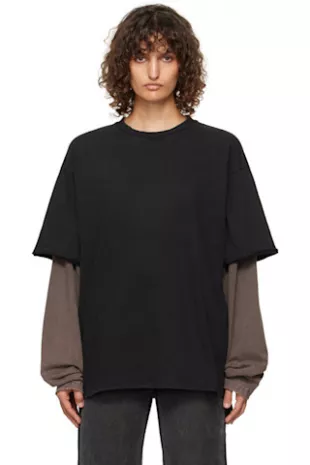 Black & Dark Grey Layered T Shirt