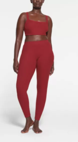 Cotton Rib Legging in Brick