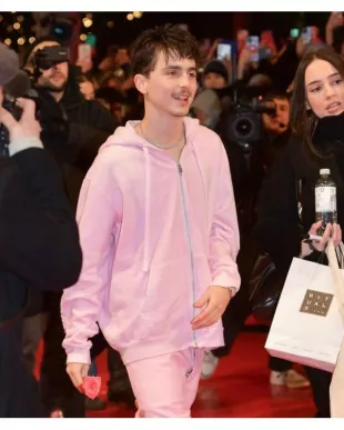 Timothee Chalamet Berlin Film Festival Pink Hoodie
