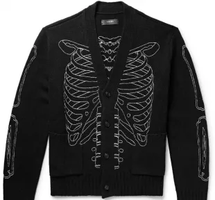 Black Skeleton Jacquard Cardigan