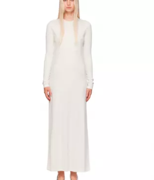 Off-White Long-Sleeve Maxi Dress
