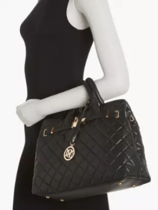Large Diamond Quilted Tote Bag In Black
