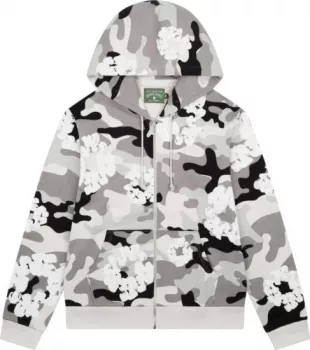 Grey Camo Cotton Wreath Zip Hoodie