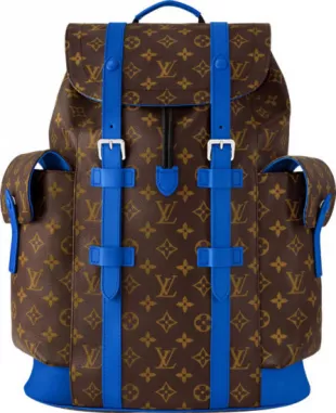 Brown Monogram & Blue Christopher Backpack