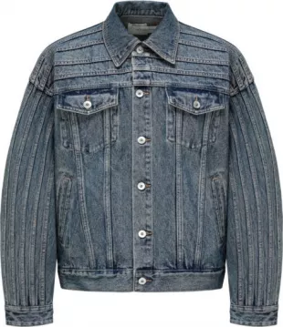 Blue Deconstructed Multi Seam Denim Jacket