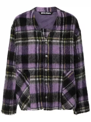 Plaid-Check Cardigan